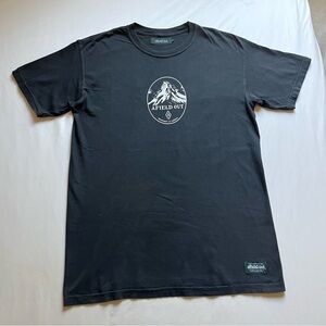 AFIELD OUT black graphic logo short sleeve crew neck knit tshirt